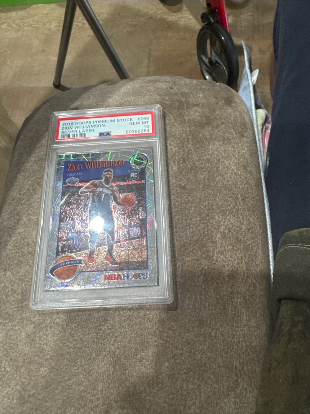 NBA Hoops Silver Laser Zion Williamson Rookie Card (Blue/Red Accents)